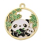 Pendentif d'émail en alliage, or, plat rond avec breloque panda
