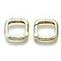 Brass Micro Pave Cubic Zirconia Spring Gate Rings, Nickel Free, Square, Clear