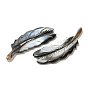 Natural Black Lip Shell Big Pendants, Feather Charms