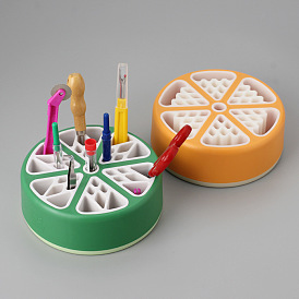 Plastic & Silicone Multifunctional Desktop Organizer, Flat Round Scissors Seam Ripper Sewing Storage Holder