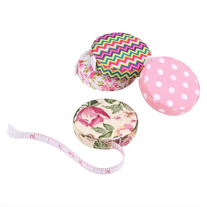 Plastic Soft Sewing Tape Measure, with Flower Pattern Cloth Cover, for Body, Sewing, Tailor, Clothes