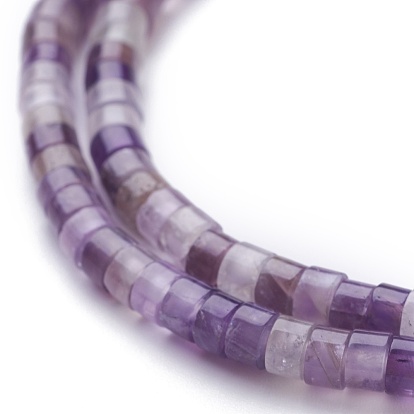 Natural Amethyst Beads Strands, Heishi Beads, Flat Round/Disc