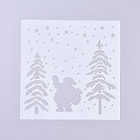 Christmas Theme Plastic Reusable Drawing Painting Stencils Templates, for Painting on Fabric Canvas Tiles Floor Furniture Wood