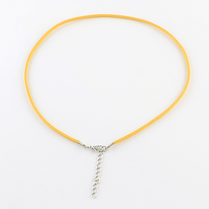 2mm Faux Suede Cord Necklace Making with Iron Chains & Lobster Claw Clasps, 19.3 inch