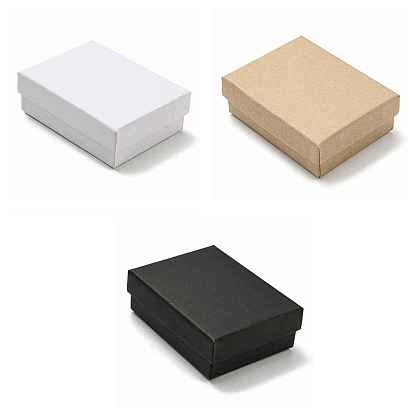 Cajas de embalaje de joyería de cartón, con la esponja en el interior, para anillos, pequeños relojes, , Aretes, , Rectángulo