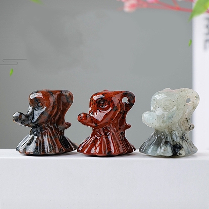 Décorations d'affichage de figurine de chien fantôme d'halloween de pierres précieuses naturelles, ornements en pierre d'énergie