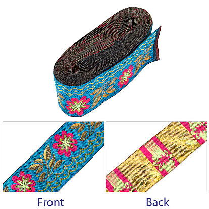 Rubans de polyester à broder gorgecraft, ruban jacquard, accessoires du vêtement, Motif floral