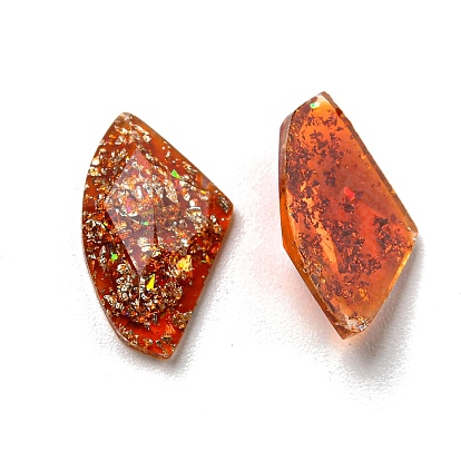 Transparent Epoxy Resin Cabochons, with Gold Foils, Faceted Triangle
