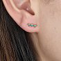 Boucles d'oreilles à tige en argent sterling plaqué rhodium avec micro pavé de zircone cubique pour femme, barre de rectangle