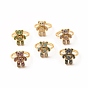 Cubic Zirconia Bear Open Cuff Ring, Golden Brass Jewelry for Women