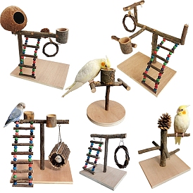 Wood Bird Playground, Large Parrot Playstand, Bird Perch Stand, Bird Gym Playground Playpen for Cockatiel Parakeet Parrot