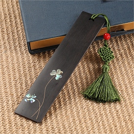 Marque-pages en bois rectangle de la Saint-Patrick, marque-page pendentif pompon nœud chinois, motif de trèfle