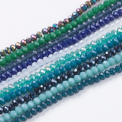 Glass Beads Strands, Faceted, Rondelle, Mixed Style