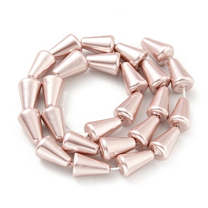 Electroplated Shell Pearl Beads Strands, Polished, Cone