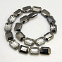 Des perles de verre électrolytique, noir plaqué, rectangle facettes, gris clair, 18x13x6mm, Trou: 1mm