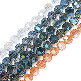 Transparentes perles de verre de galvanoplastie brins, ronde à facettes