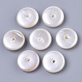 Spray Painted Shell Pearl Beads, 
Flat Round