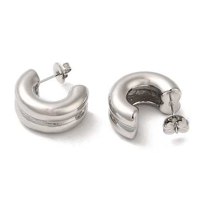 304 Stainless Steel Round Stud Earrings, Half Hoop Earrings