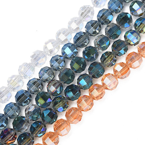 Transparent Electroplate Glass Beads Strands, Faceted Round