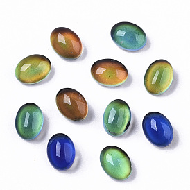 Translucent Glass Cabochons, Changing Color Mood Cabochons, Flat Oval