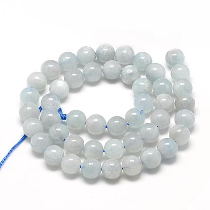 Natural Aquamarine Beads Strands, Grade AB, Round
