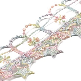 15 mètres de ruban de dentelle en polyester étoile couleur arc-en-ciel, bordure en dentelle étoile plate, pour accessoires de vêtement