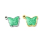304 Stainless Steel Manual Polishing Charms, with Enamel, Butterfly Charm