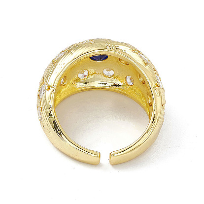 Anillo de puño abierto con cúpula de circonita cúbica, joyas de latón dorado para mujer