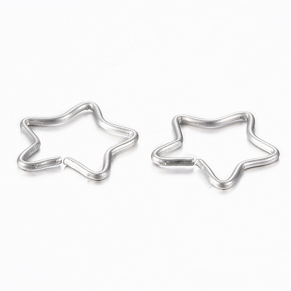 304 Stainless Steel Keychain Clasp Findings, Star