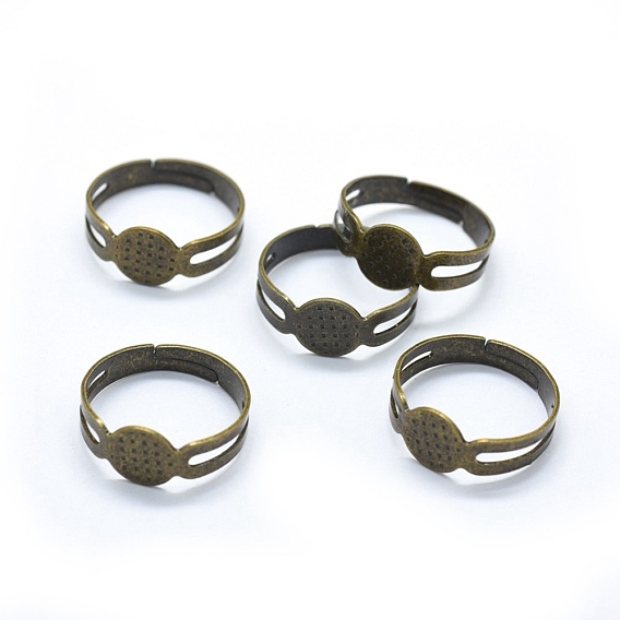 Anneau de fer tiges, supports de bague de pad, pour les anneaux antiques faisant, réglable, sans nickel