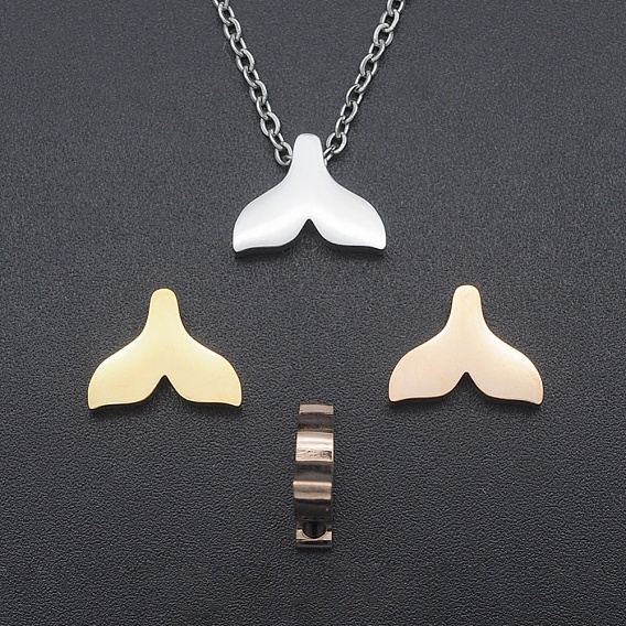201 Stainless Steel Charms, for Simple Necklaces Making, Stamping Blank Tag, Laser Cut, Whale Fishtail Shape