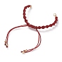 Fabrication de bracelets en cordon tressé en polyester réglable, avec perles en laiton et 304 anneaux de saut en acier inoxydable