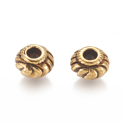  Perles de séparateur de style tibétain , sans cadmium et sans plomb, rondelle, 6x4mm, Trou: 2mm