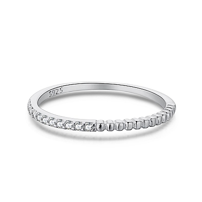 925 Sterling Silver Finger Rings, Stackable Ring, with Cubic Zirconia & 925 Stamp for Women, Real 18K Gold/Platinum Plated