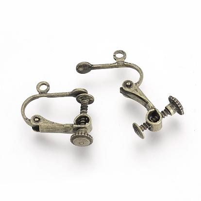 Brass Screw Clip-on Earring Findings, Spiral Ear Clip