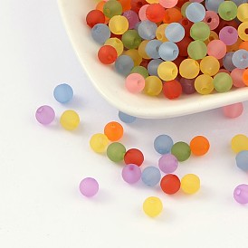 Transparent Acrylic Beads, Round, Frosted, 6mm, Hole: 1.8mm
