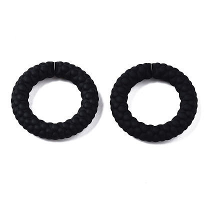 Spray Painted CCB Plastic Linking Rings, Quick Link Connectors, for Jewelry Chain Making, Ring
