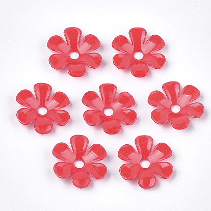 Opaque AS Plastic Bead Caps, 6-Petal, Flower