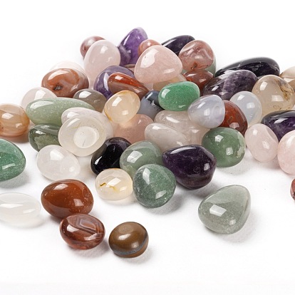 78Pcs 5 Style Natural Amethys & Rose Quartz & Green Aventurine & Botswana Agate & Dendritic Agate Beads, Healing Stones, for 7 Chakras Balancing, Crystal Therapy, Meditation, Reiki, Tumbled Stone, Vase Filler Gems, No Hole/Undrilled, Nuggets