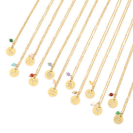 Stainless Steel Zodiac Necklace for Women with 12 Constellation Pendant - Gold/Silver Metal Chain