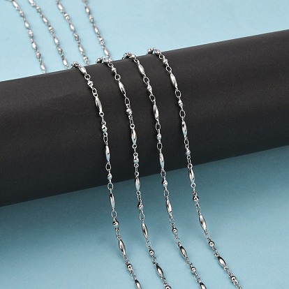 304 Stainless Steel Link Chains, Soldered, Decorative Ball Bead Chain, with Oval Connector, 2.5mm