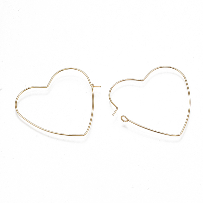 Brass Earring Hooks, Heart, Nickel Free