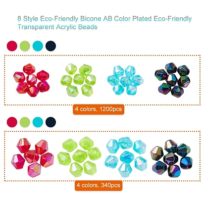 8 экологически чистые прозрачные акриловые бусины в стиле bicone ab с цветным покрытием