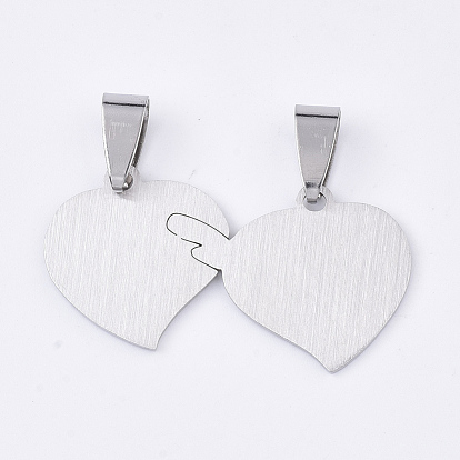 201 Stainless Steel Split Pendants, for Lovers, Heart with Guitar & Musical Note & Word Love You, For Valentine's Day