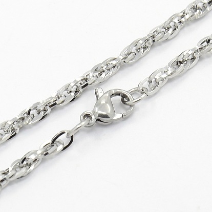 Men's 304 Stainless Steel Rope Chain Necklaces, with Lobster Claw Clasps, 17.7 inch(450mm)