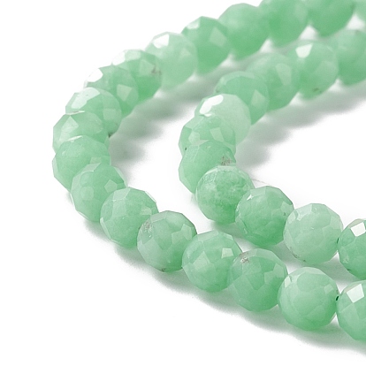 Natural Glass Beads Strands, Faceted, Round, Spring Green
