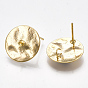 Brass Stud Earring Findings Bails, For Half Drilled Bead, with Loop, Flat Round, Nickel Free