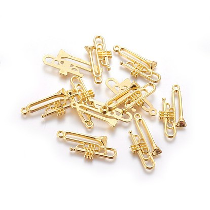 Alloy Pendants, Lead Free and Cadmium Free, Trumpet, about 35mm long, 15mm wide, 3.5mm thick, hole: 2mm