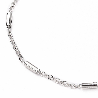 Placage sous vide 304 bracelets de chaîne de câble en acier inoxydable, avec des perles tubulaires et fermoirs pince de homard