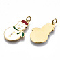 316 Surgical Stainless Steel Enamel Pendants, with Jump Rings, for Christmas, Snowman, White